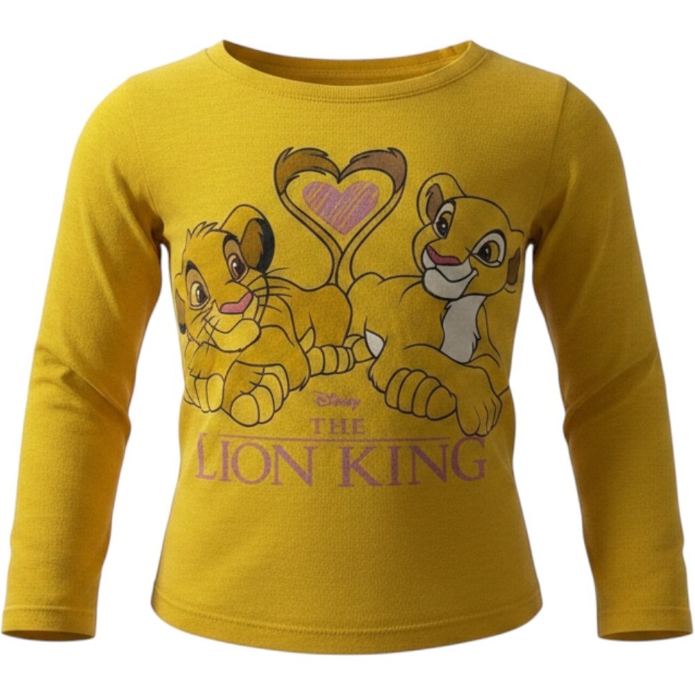 Disney The Lion King Girls Yellow Long Sleeveβ Simba Nala Graphic Tee Size 7-8
